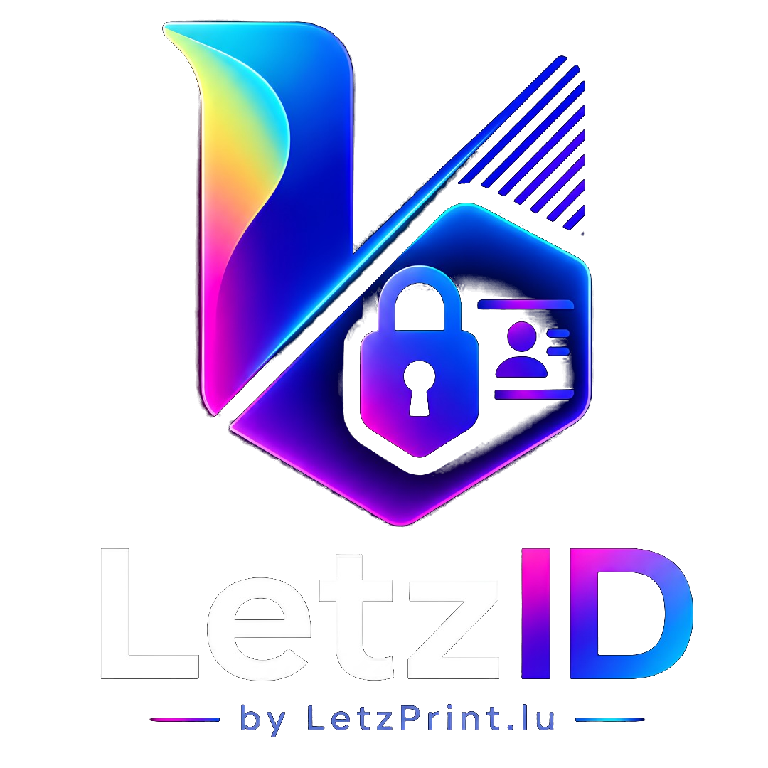LetzID Logo — Schild mit Vorhängeschloss und Ausweiskarte, by LetzPrint.lu